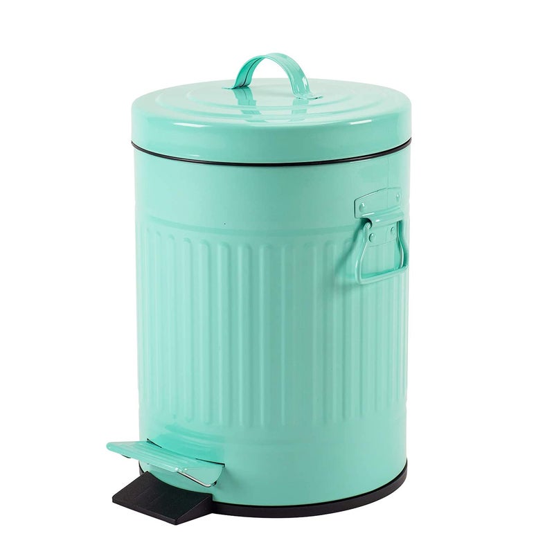 mingol Bathroom Trash Can with Lid, Small Waste Basket for Home Bedroom, Retro Step Garbage Can with Soft Close, Vintage Office Trash Can, 5 Liter/ 1.3 Gallon, Glossy Mint Green - Image 1